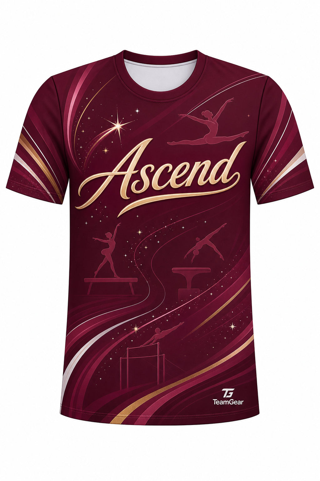 Ascend Maroon Gymnastics Jersey with name and number