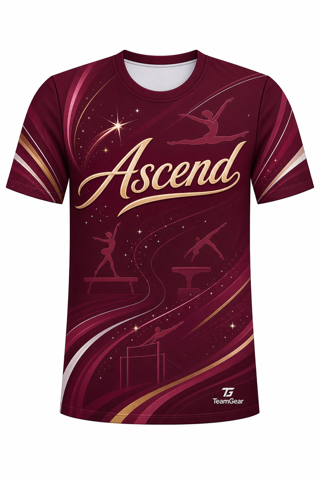 Ascend Maroon Gymnastics Jersey with name and number