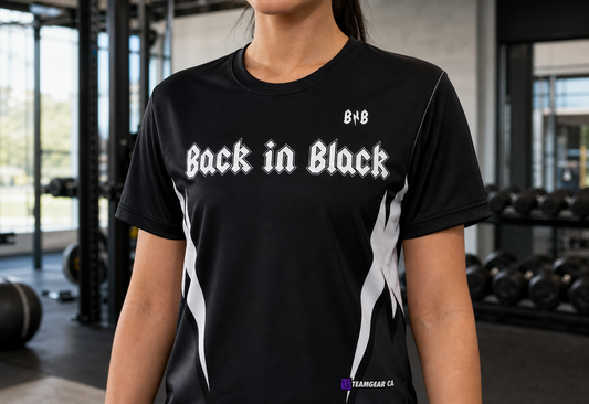 Back in Black Roller Derby Jersey — custom jersey worn on model — TeamGear Canada