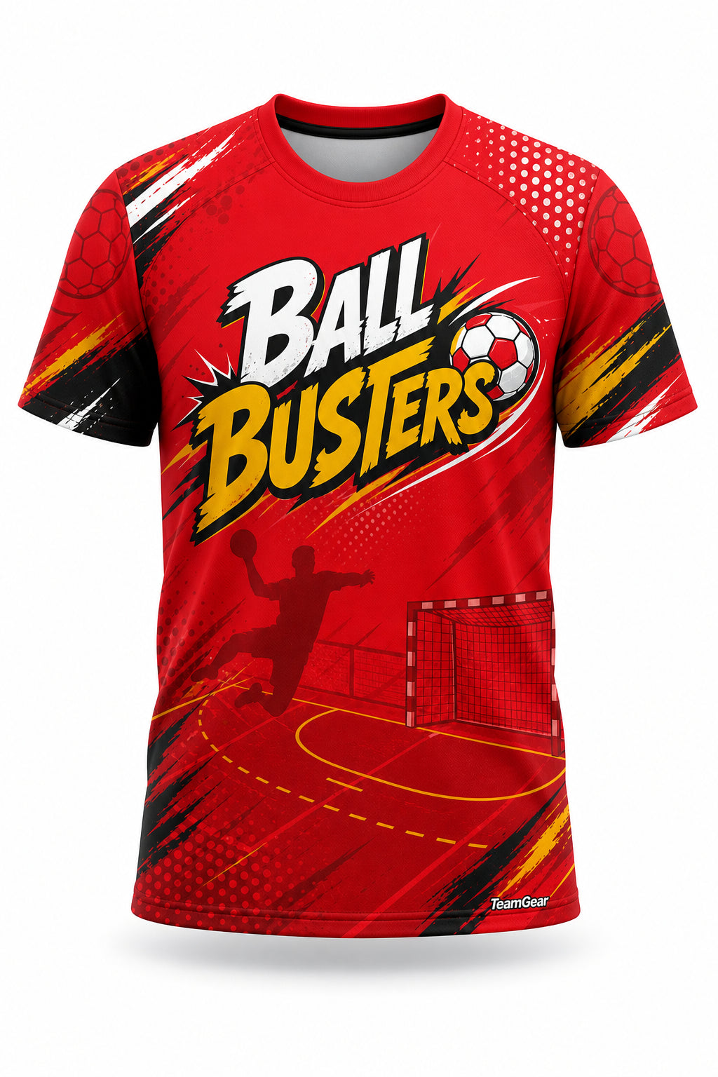 Ball Busters Red Handball Jersey - front and back view