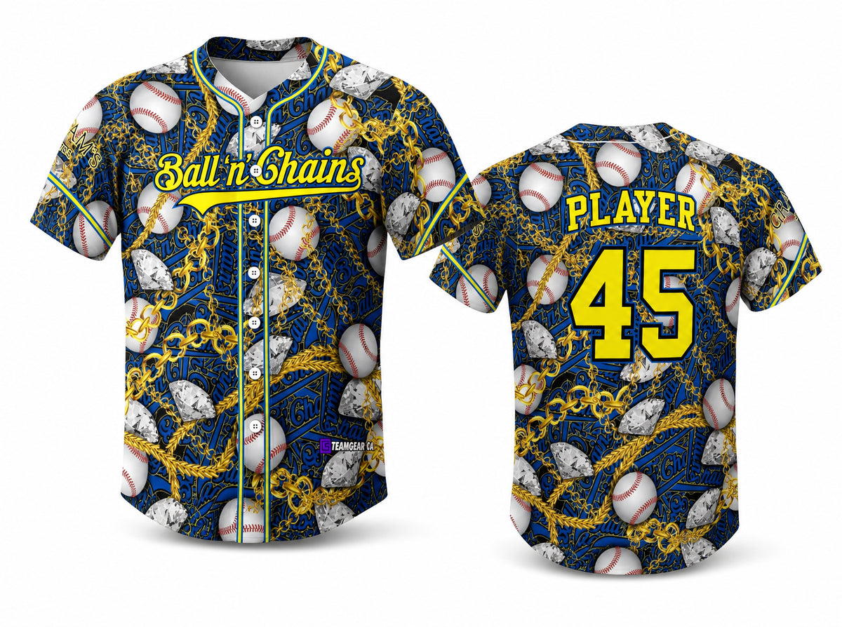 Ball n Chains Baseball Jersey - front and back view