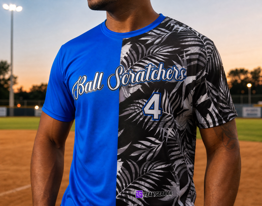 Ball Scratchers Splitter Softball Jersey — custom softball jersey worn on model — TeamGear Canada