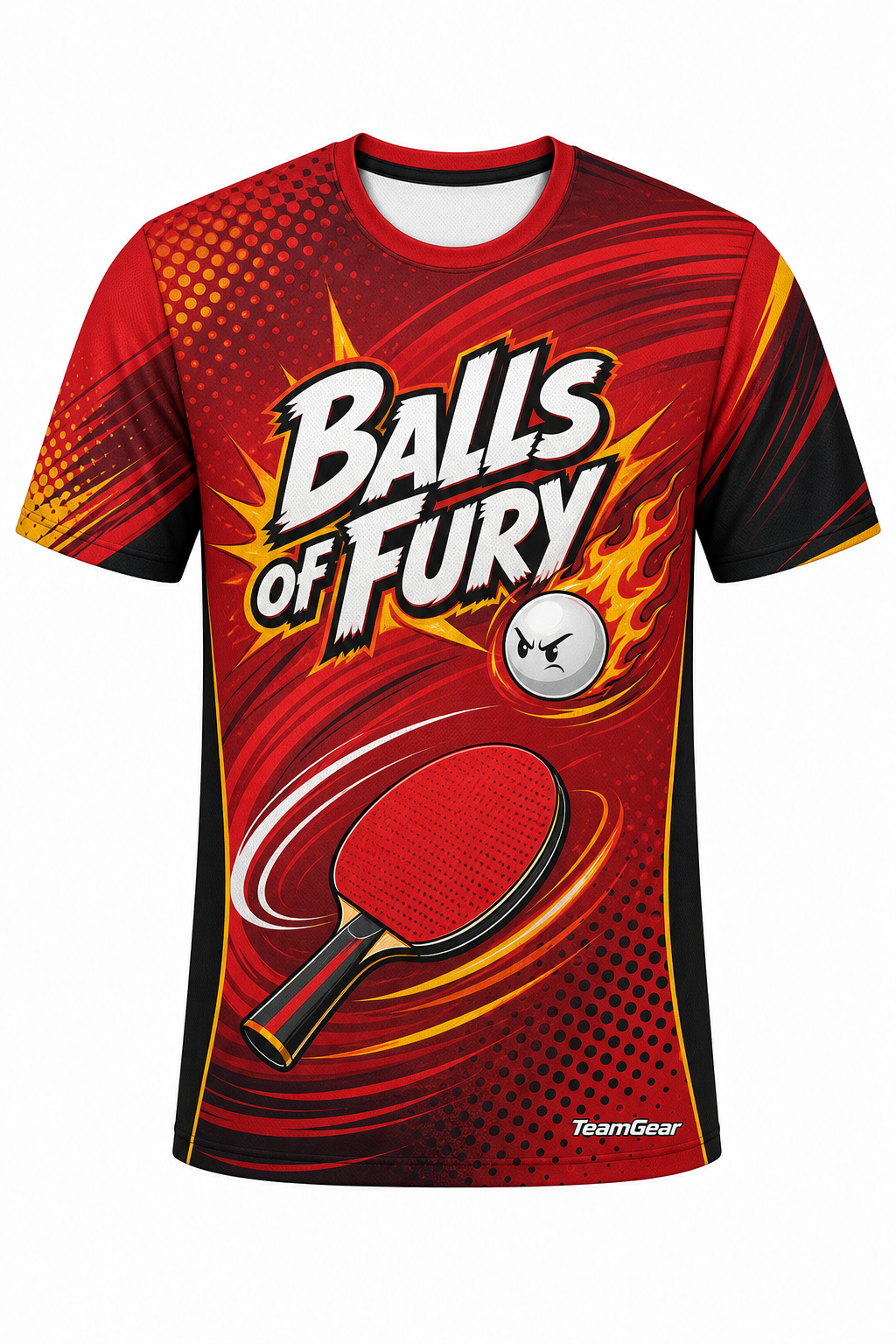 Balls of Fury Red Table Tennis Jersey with name and number