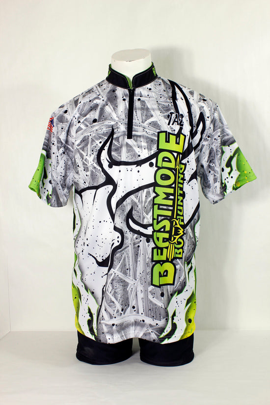 custom archery zip neck full sublimation jersey made in Canada