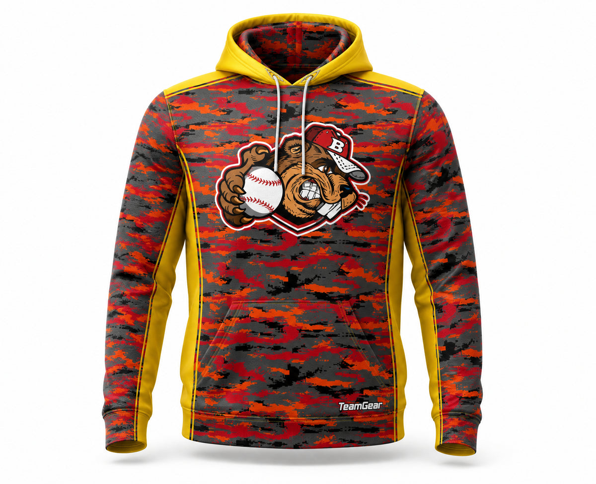 Beavers Red Camo Baseball Hoodie - front and back view