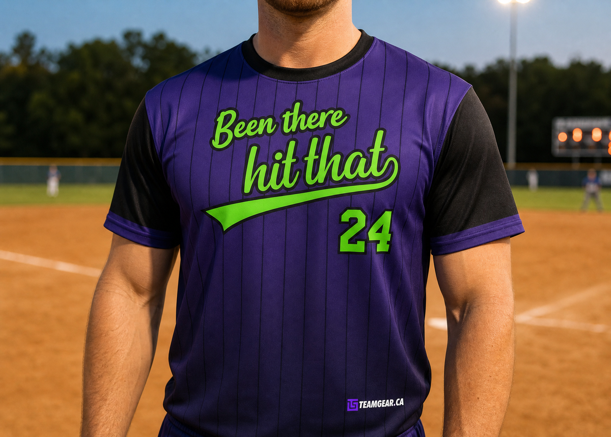 Been There Hit That Softball Jersey — custom softball jersey worn on model — TeamGear Canada