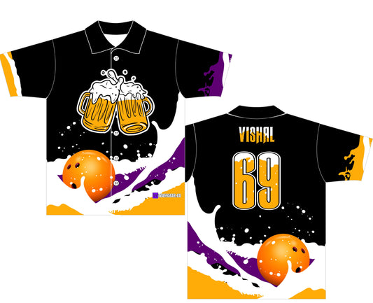 Black Beer League Bowling Jersey custom design