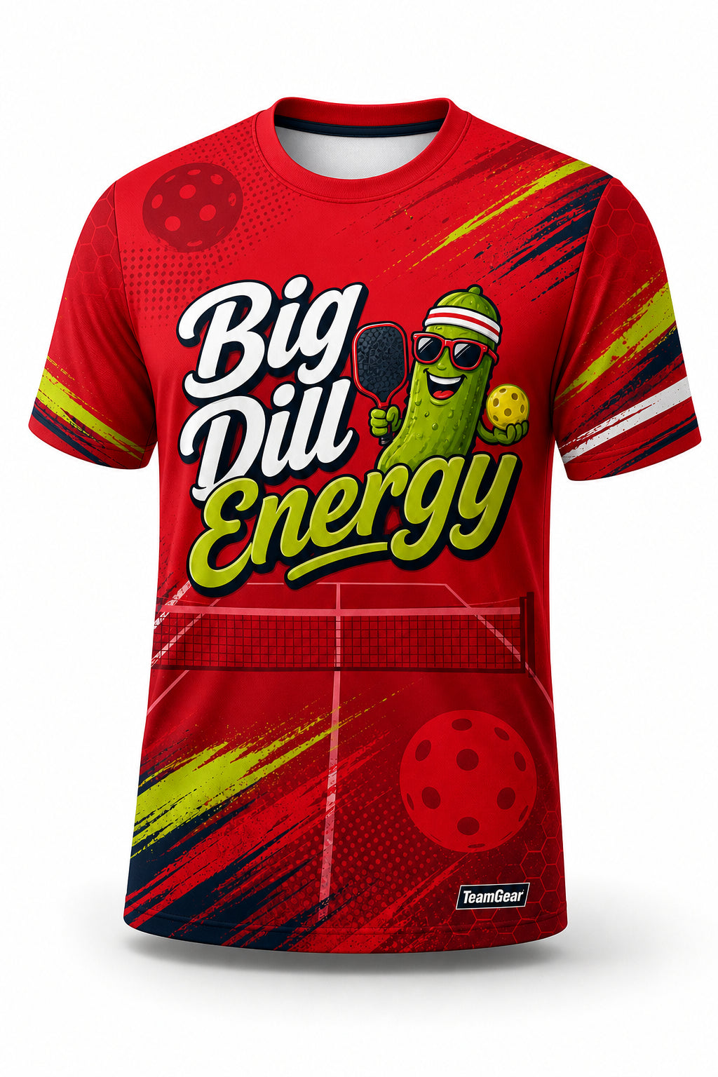 Big Dill Energy Red Pickleball Jersey - front and back view