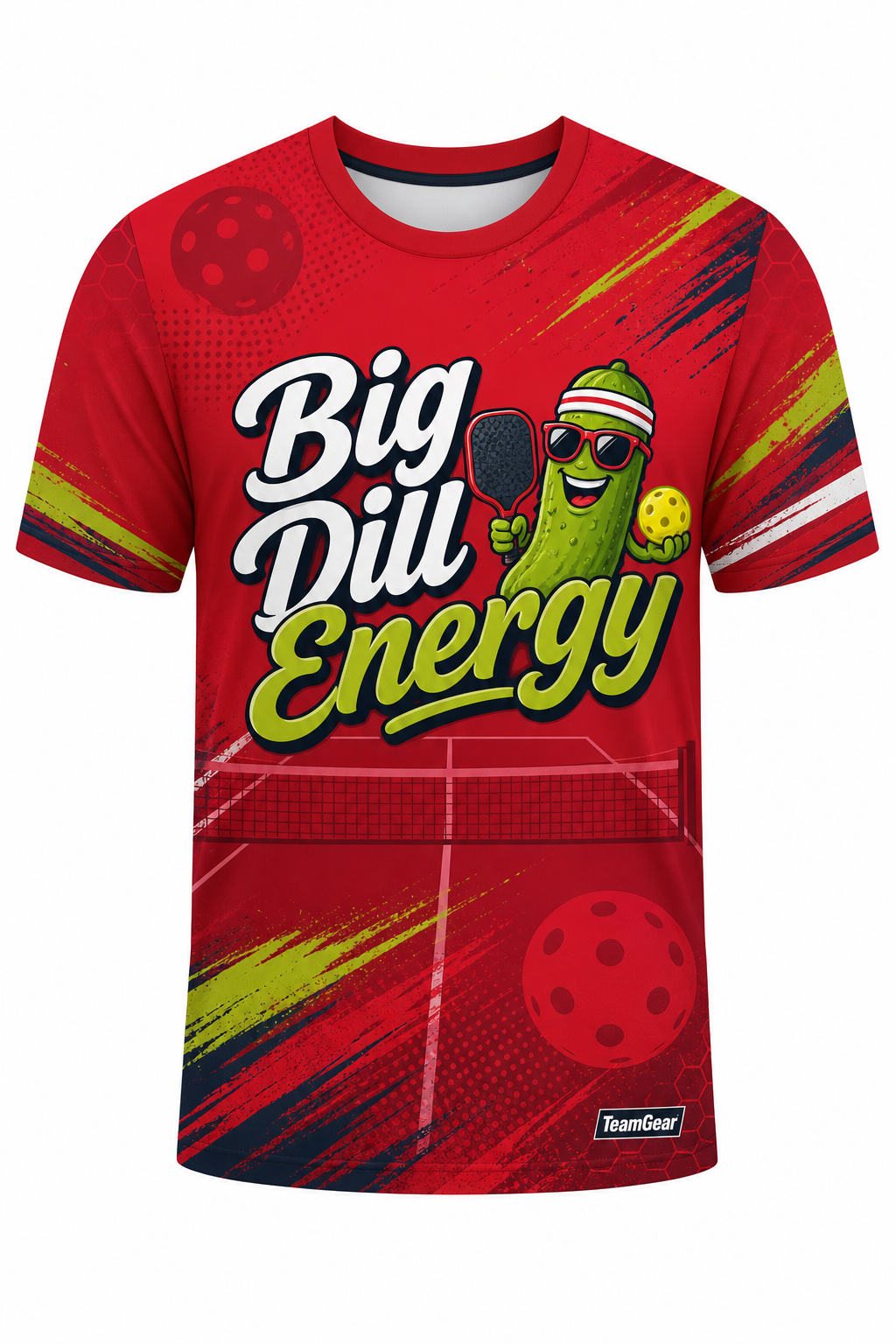 Big Dill Energy Red Pickleball Jersey with name and number