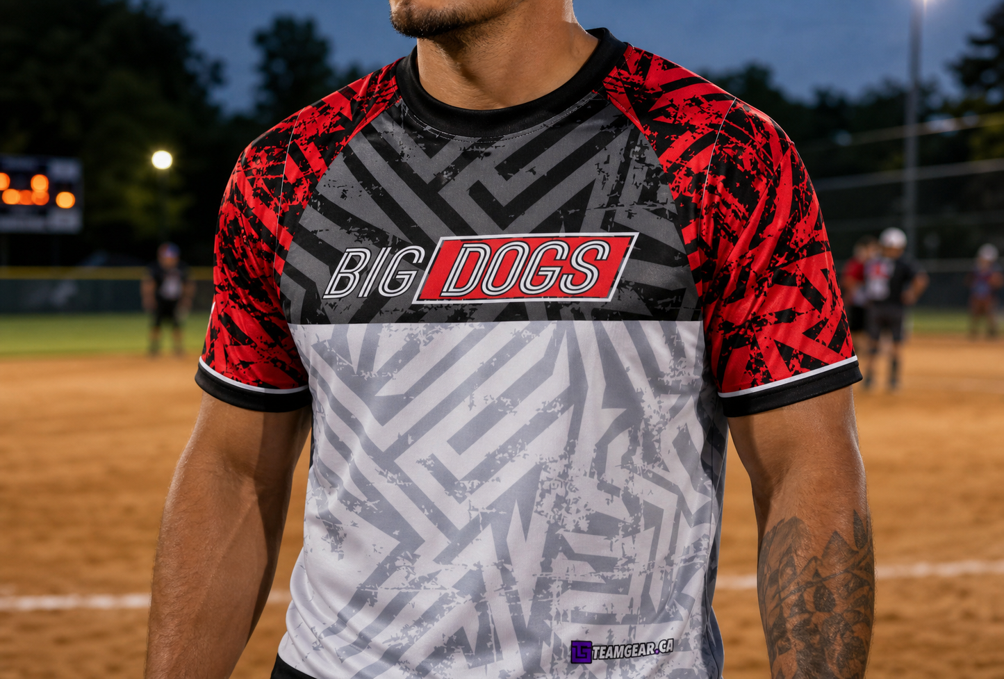 Big Dogs Softball Jersey — custom softball jersey worn on model — TeamGear Canada