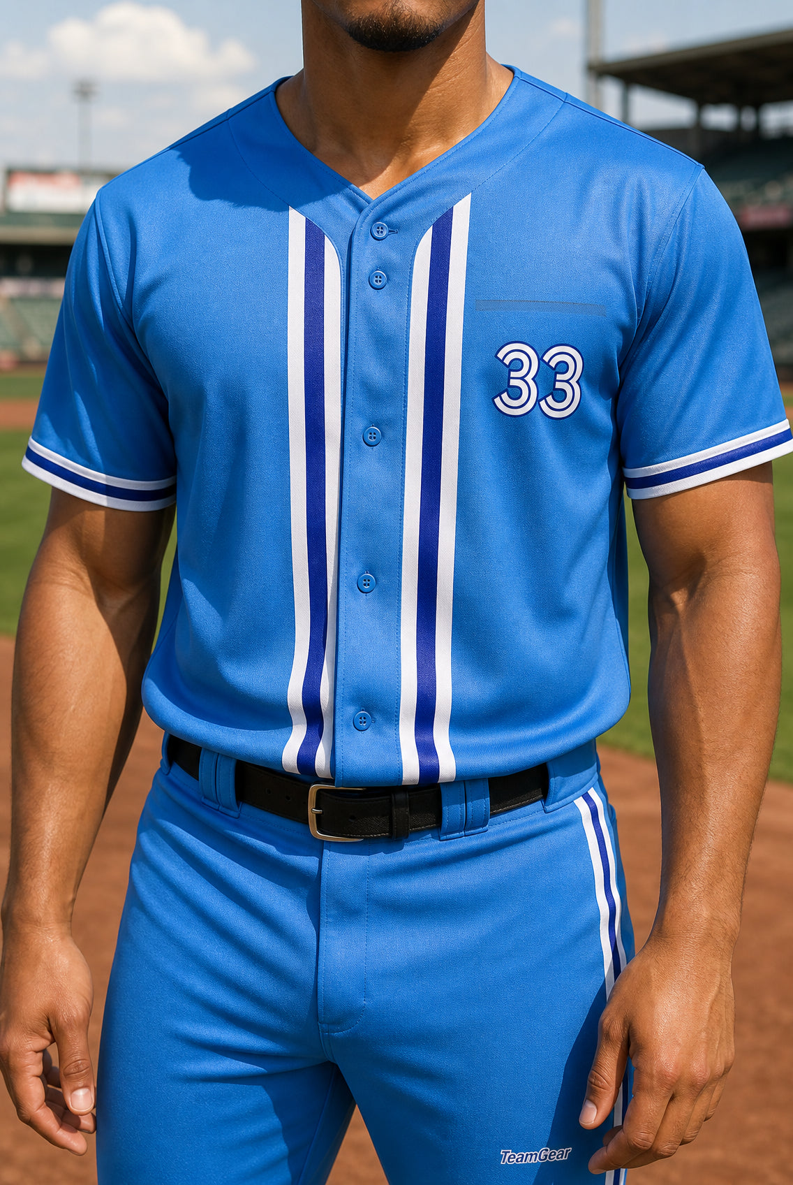 Binbrook Bisons Baseball Pants and Knickers — custom baseball pants worn on model — TeamGear Canada