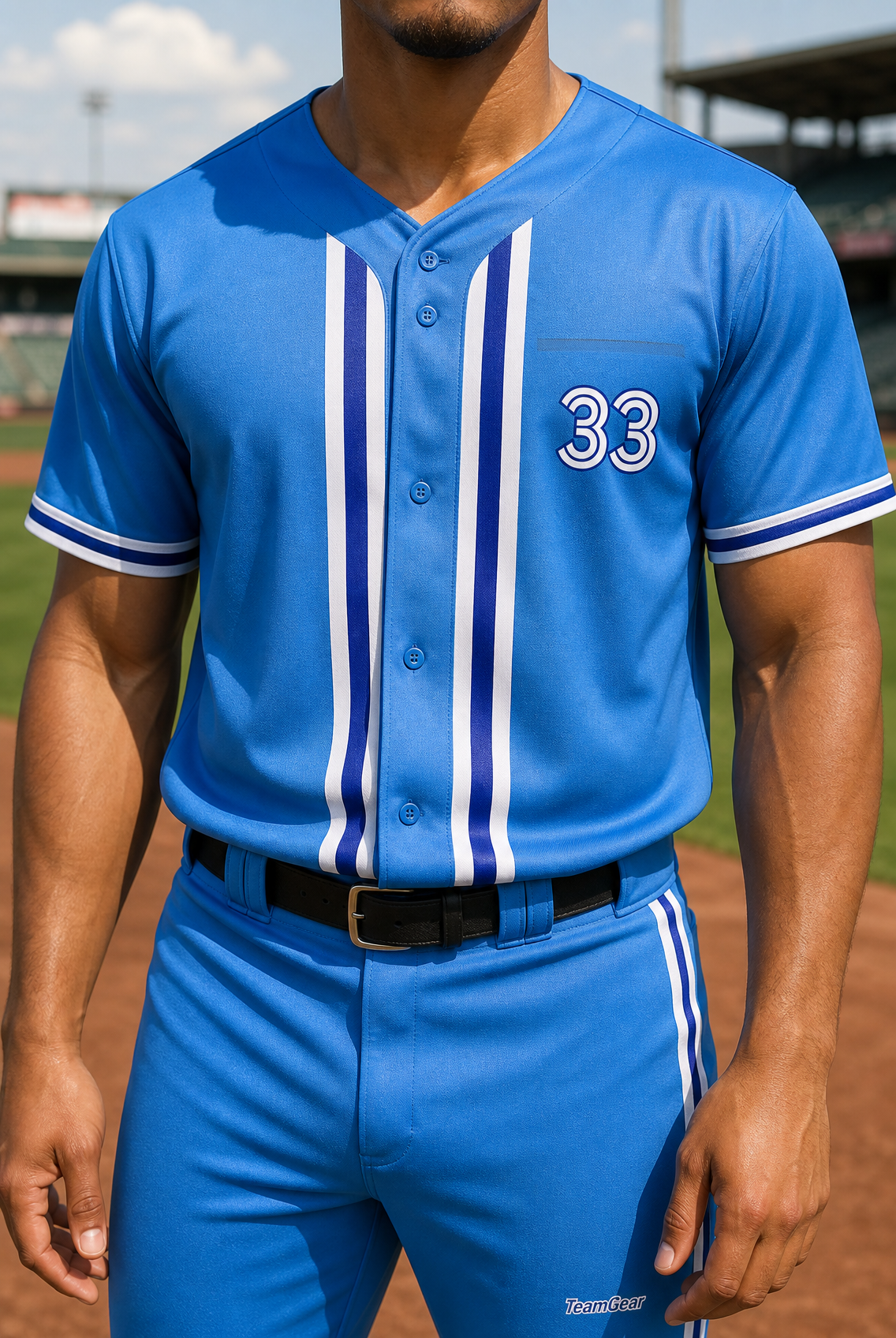 Binbrook Bisons Baseball Pants and Knickers — custom baseball pants worn on model — TeamGear Canada
