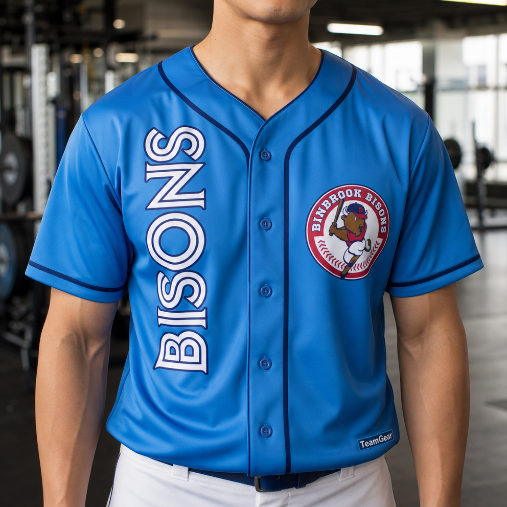 Binbrook Bisons Drink Koozie — custom team apparel worn on model — TeamGear Canada