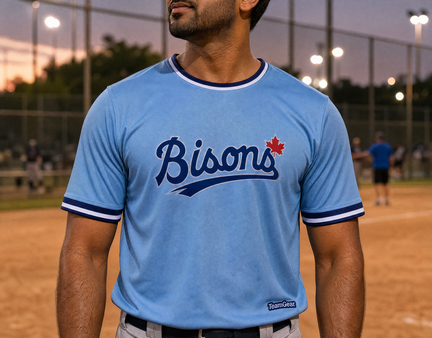 Bisons Slo Pitch Drawstring Bag — custom slopitch team apparel worn on model — TeamGear Canada