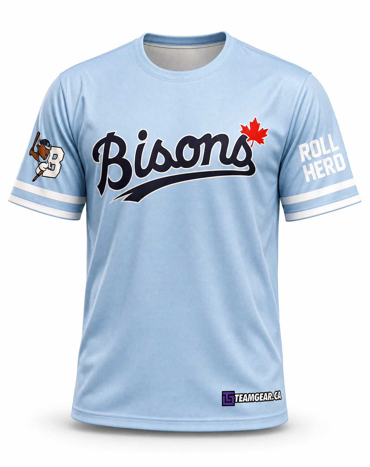 Bisons Slo Pitch Fully Sublimated Crew Neck Jersey - front and back view