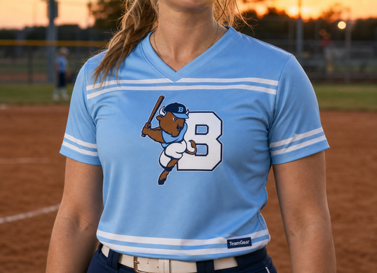 Bisons Slo Pitch Sweat Towel — custom slopitch team apparel worn on model — TeamGear Canada