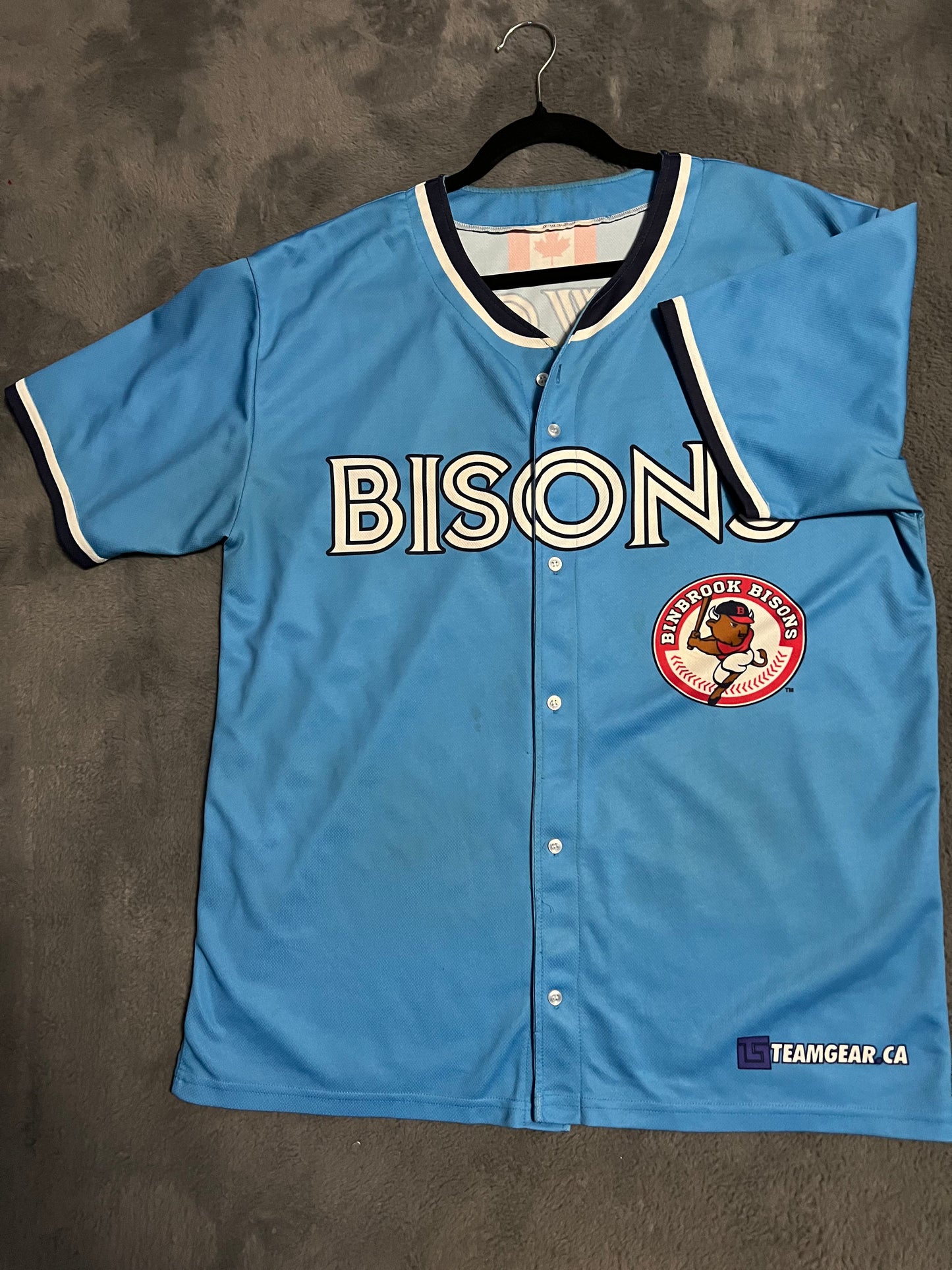 Binbrook Bisons button down jersey with clear buttons