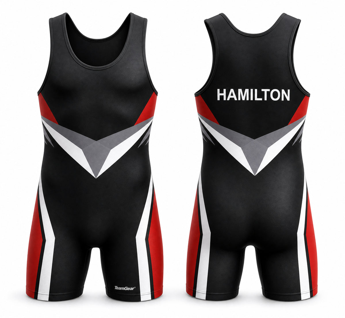 Black and Red Wrestling Singlet - front and back view