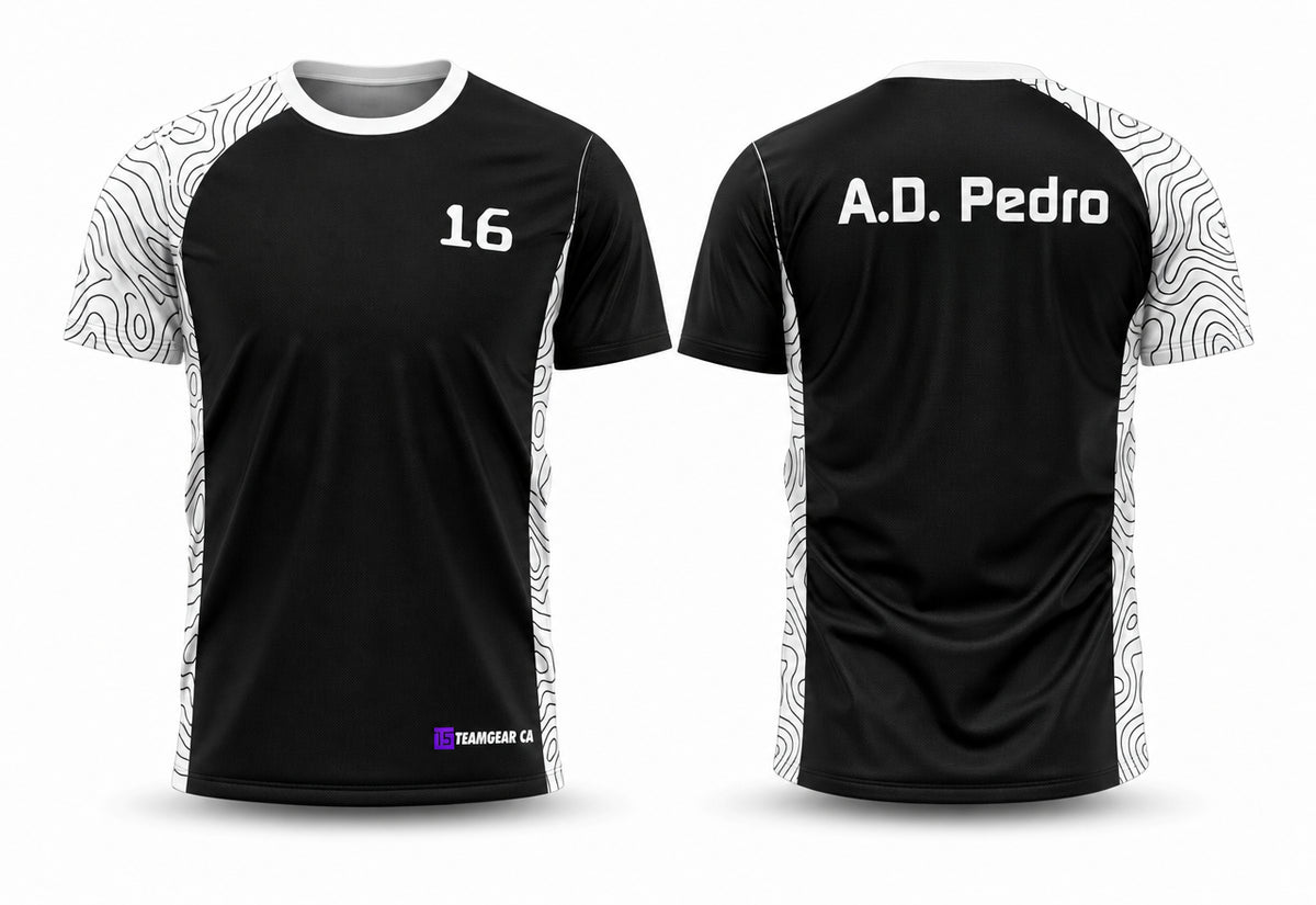 Black and White Badminton Jersey - front and back view