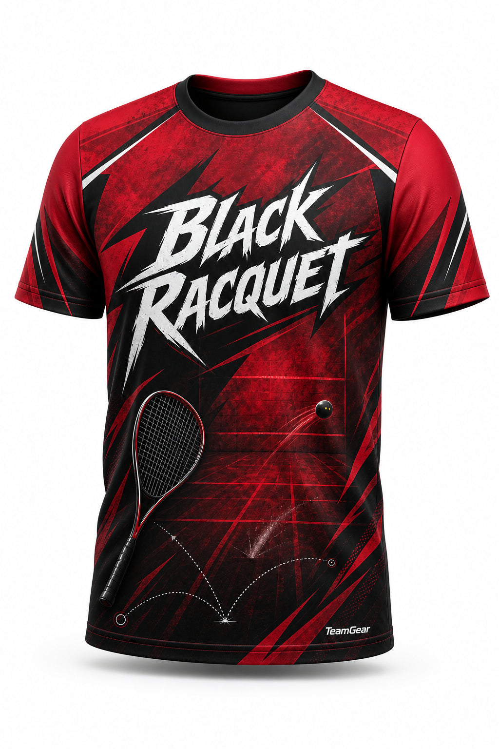 Black Racquet Crimson Squash Jersey - front and back view