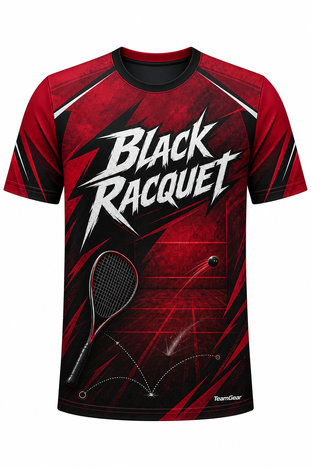 Black Racquet Crimson Squash Jersey with name and number