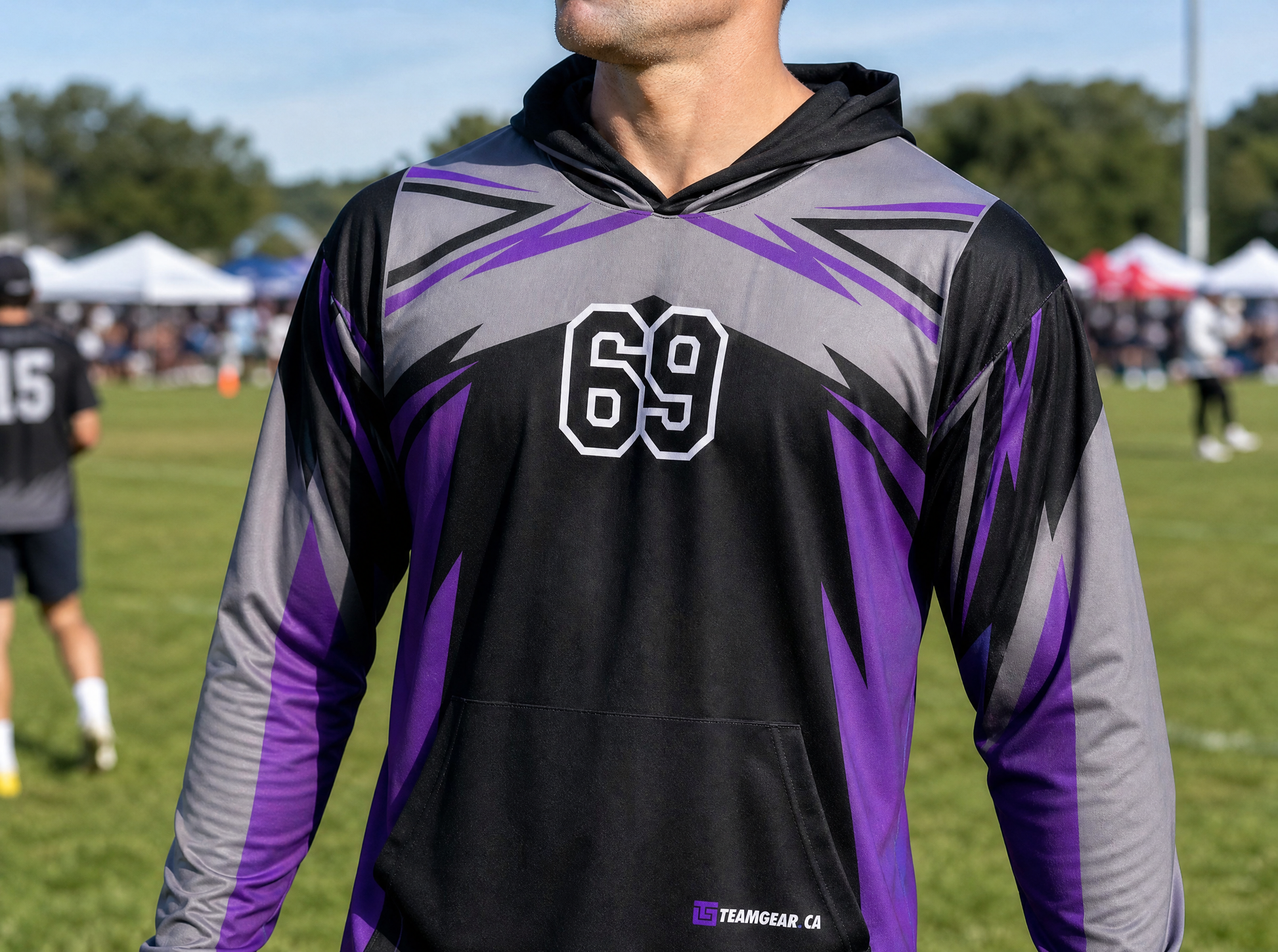Black Ravens Ultimate Frisbee Hoodie — custom ultimate frisbee hoodie worn on model — TeamGear Canada