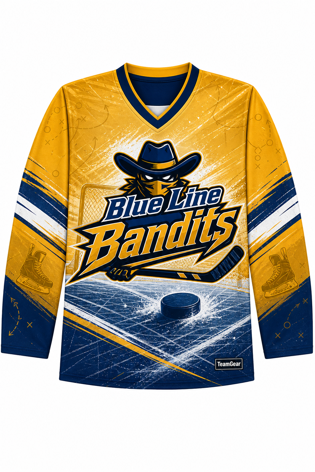 Blue Line Bandits Gold Hockey Jersey design