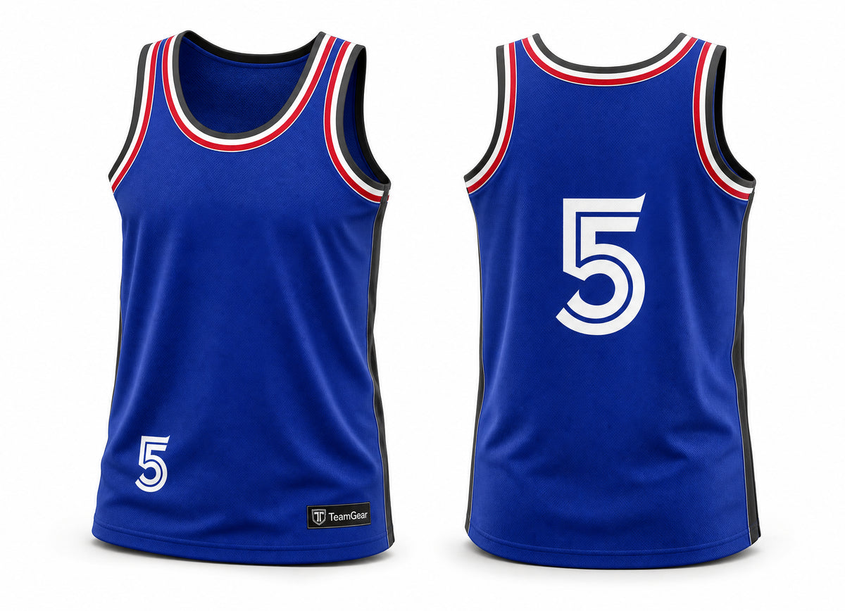 Blue Tank Top Softball Jersey - front and back view