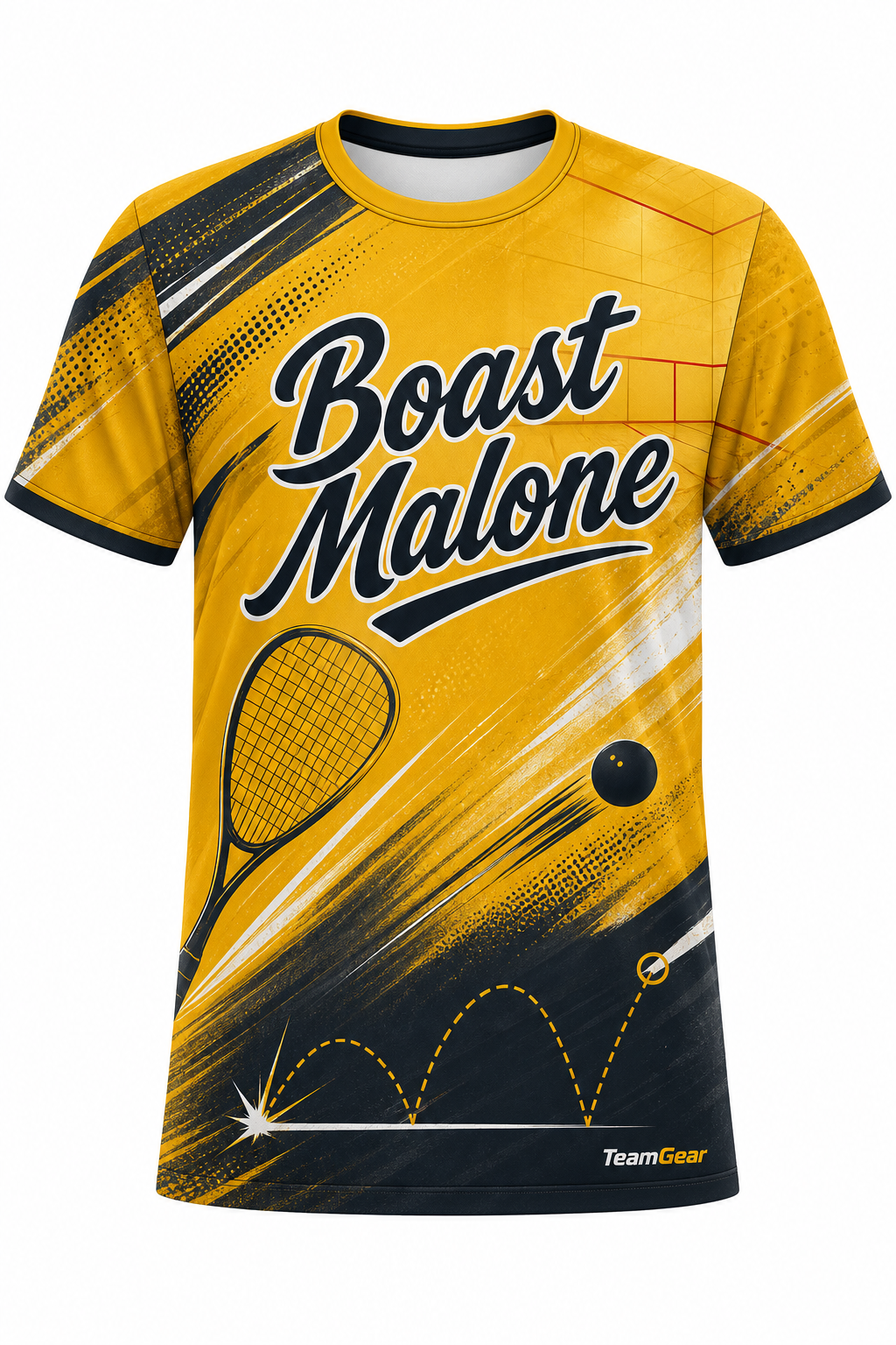 Boast Malone Gold Squash Jersey with name and number