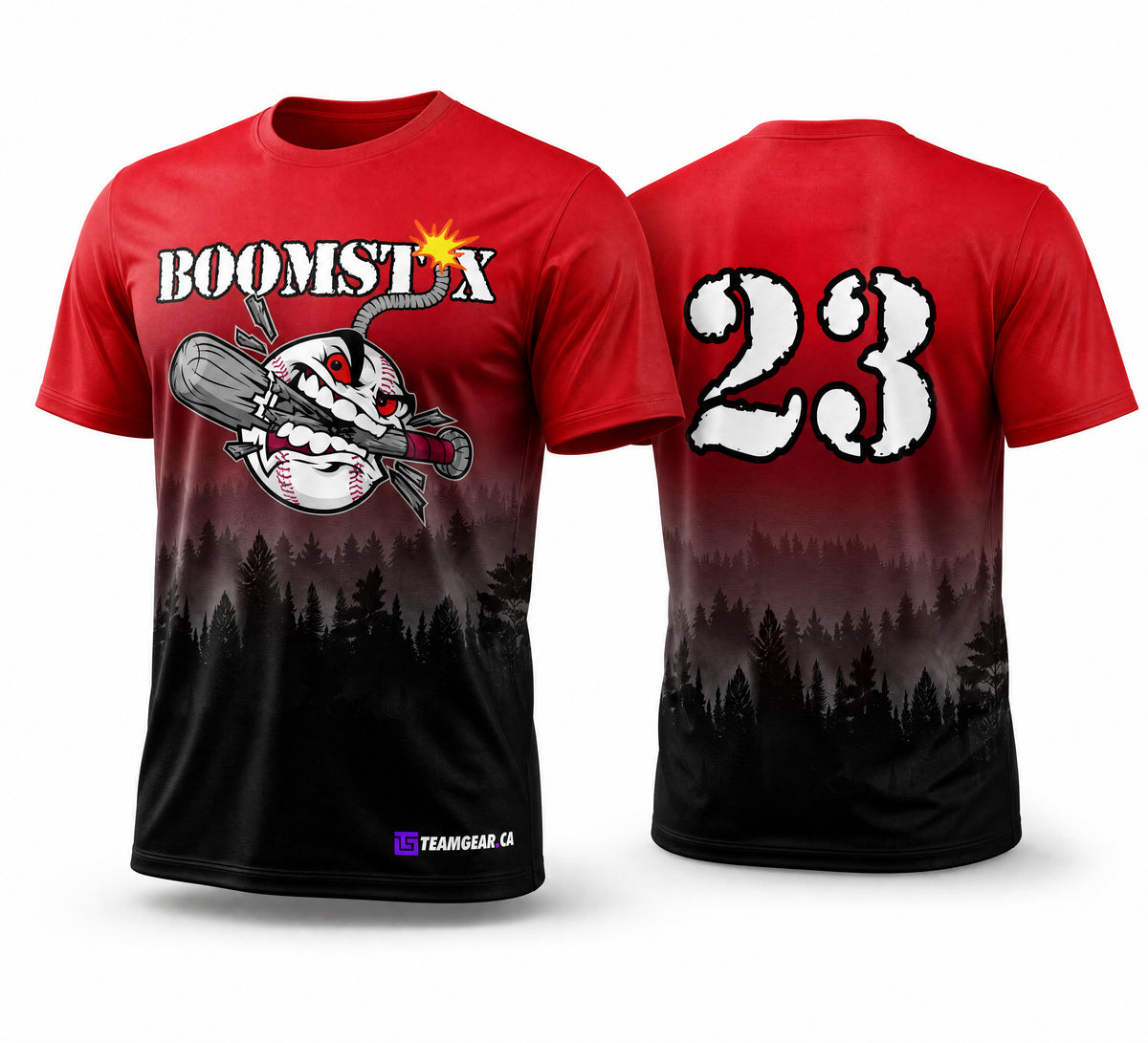 Boomstix Red Softball Jersey - front and back view