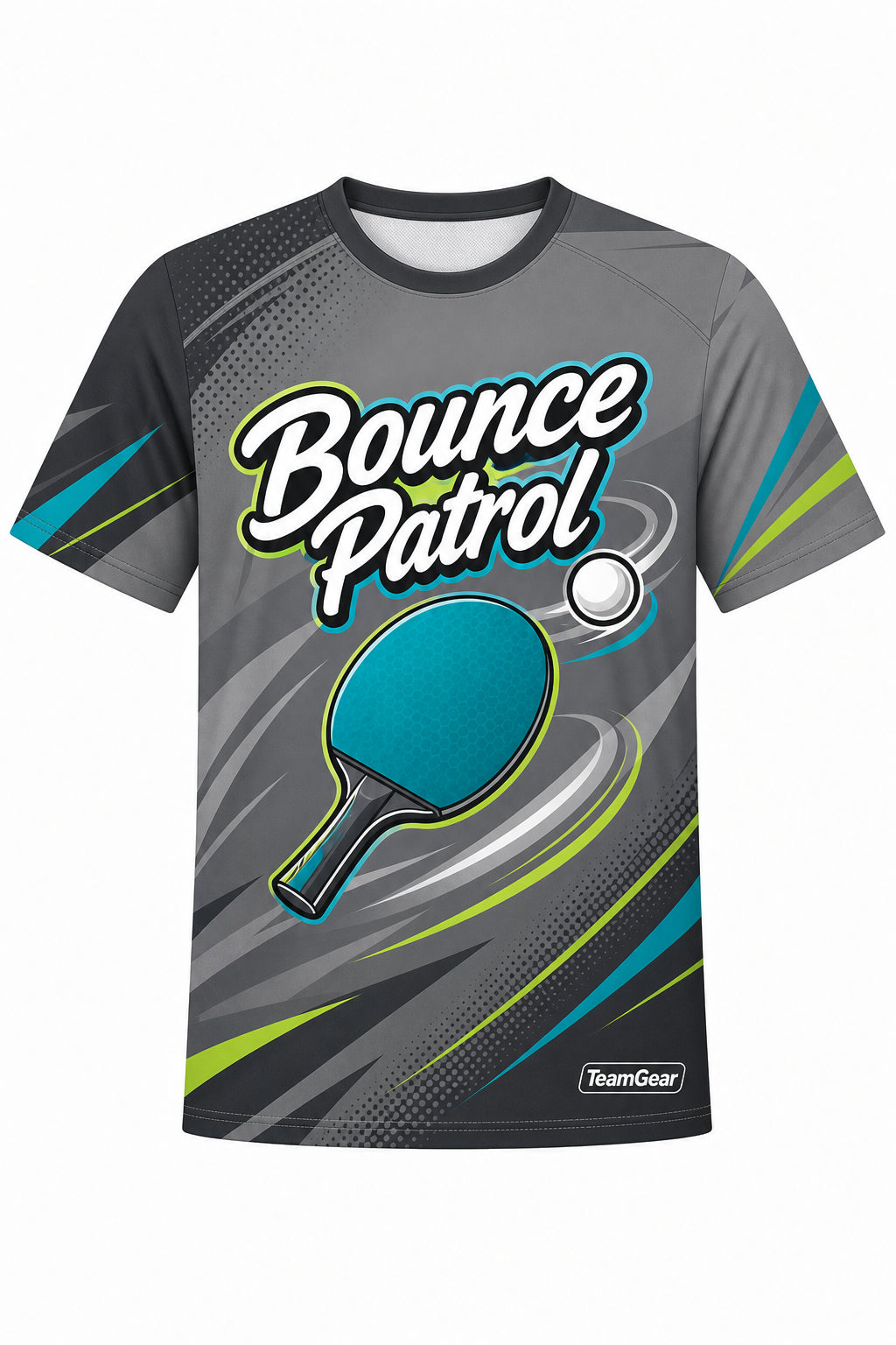 Bounce Patrol Grey Table Tennis Jersey with name and number