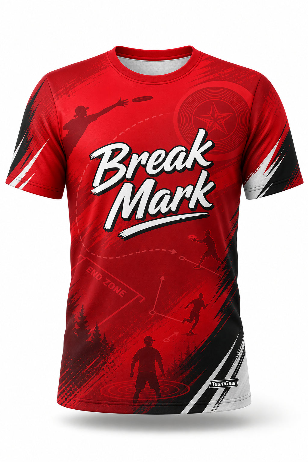 Break Mark Red Ultimate Frisbee Jersey - front and back view