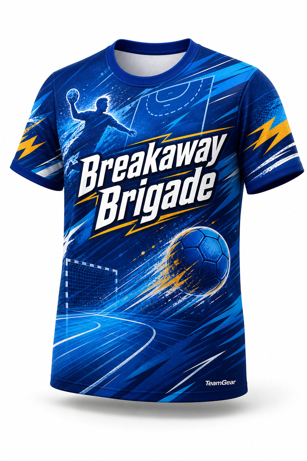 Breakaway Brigade Blue Handball Jersey - front and back view