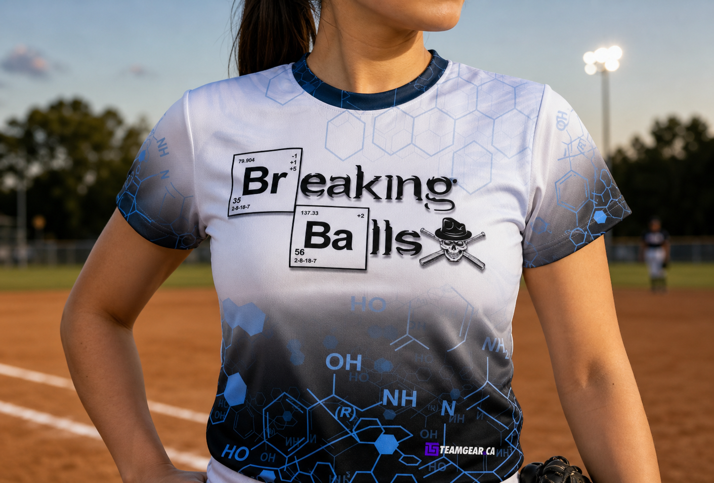 Breaking Balls Softball Jersey — custom softball jersey worn on model — TeamGear Canada