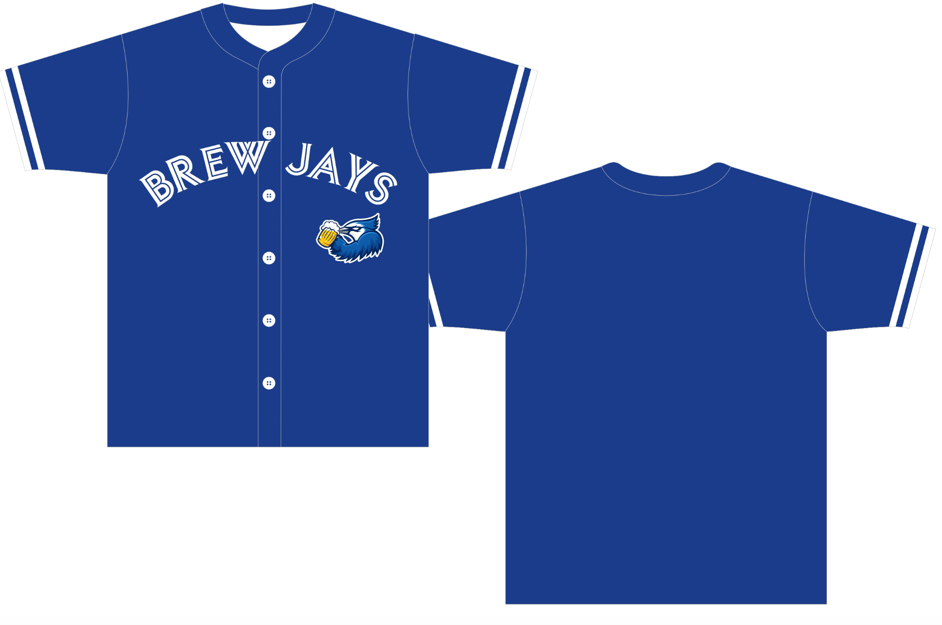 Brew Jays Blue Baseball Jersey with white buttons