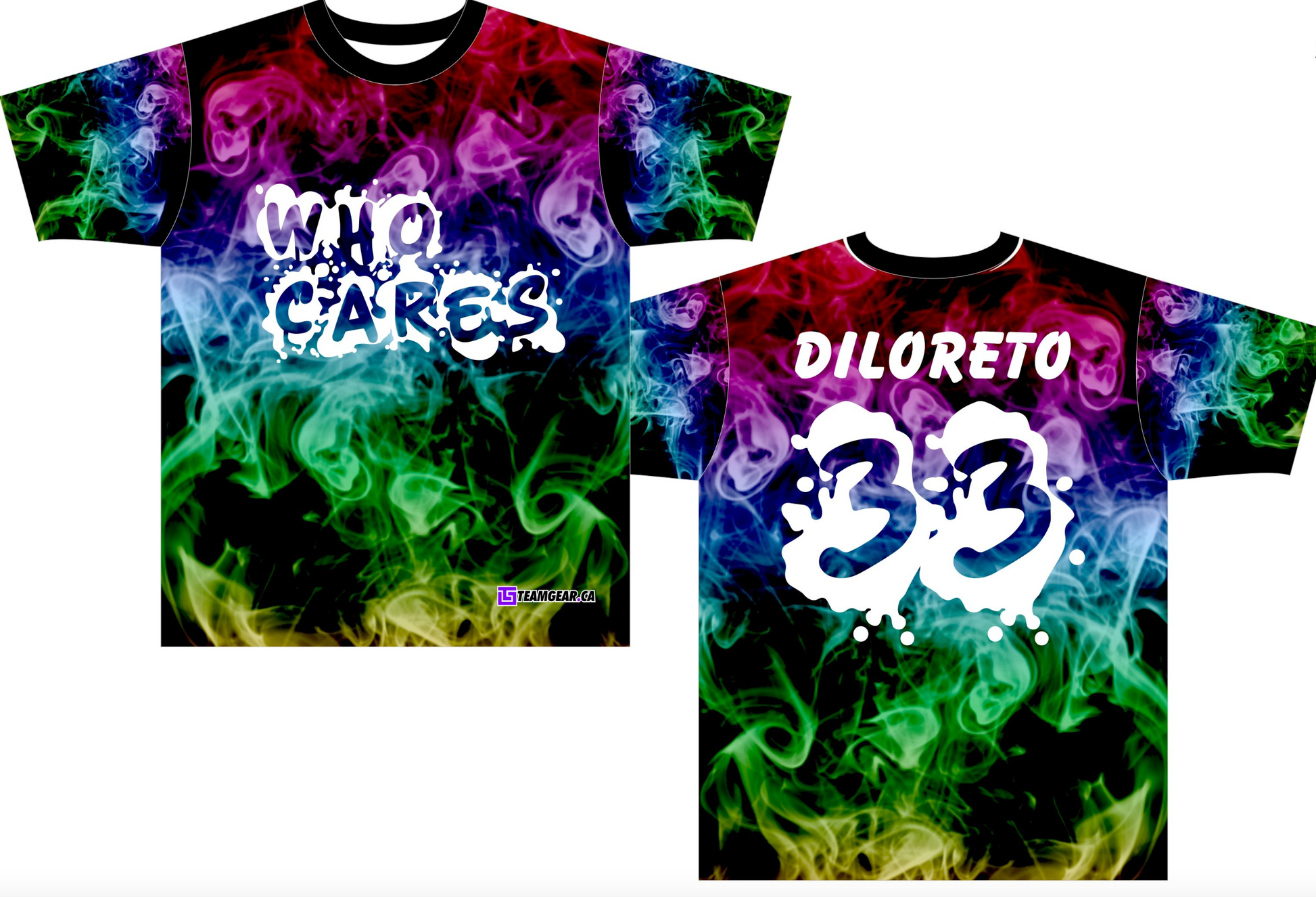 Who Cares Rainbow Softball Jersey for mens and ladies coed team