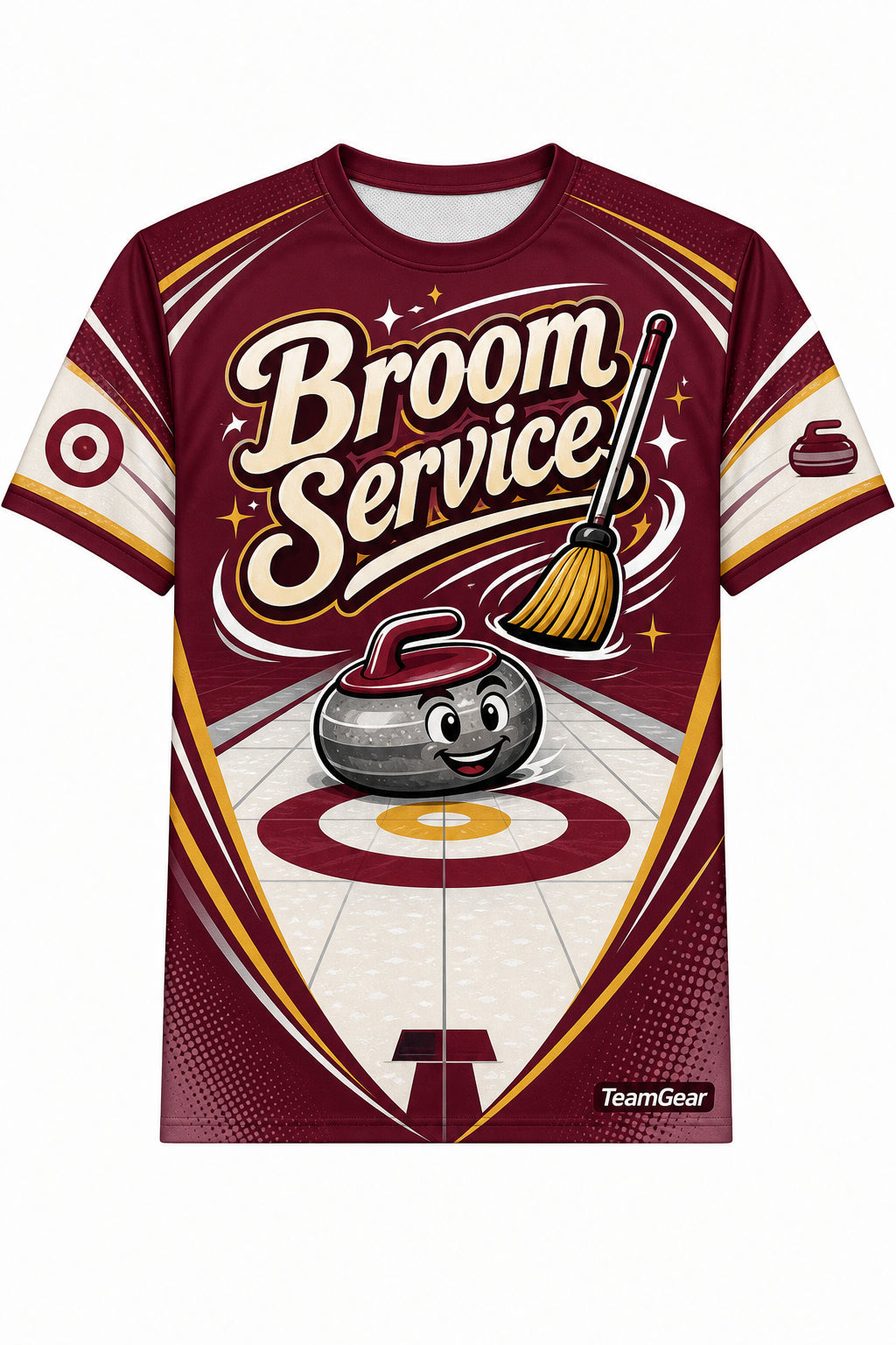 Broom Service Maroon Curling Jersey design