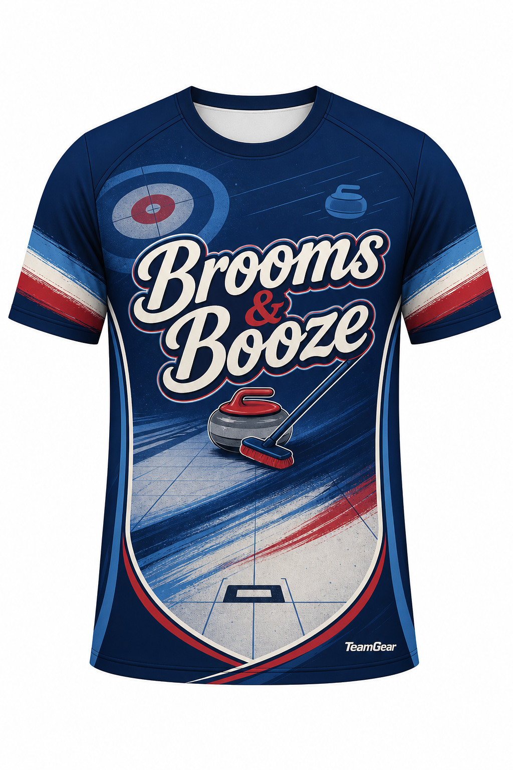 Brooms & Booze Navy Curling Jersey design