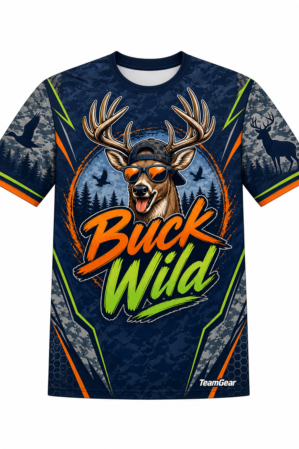 Buck Wild Navy Hunting Jersey design
