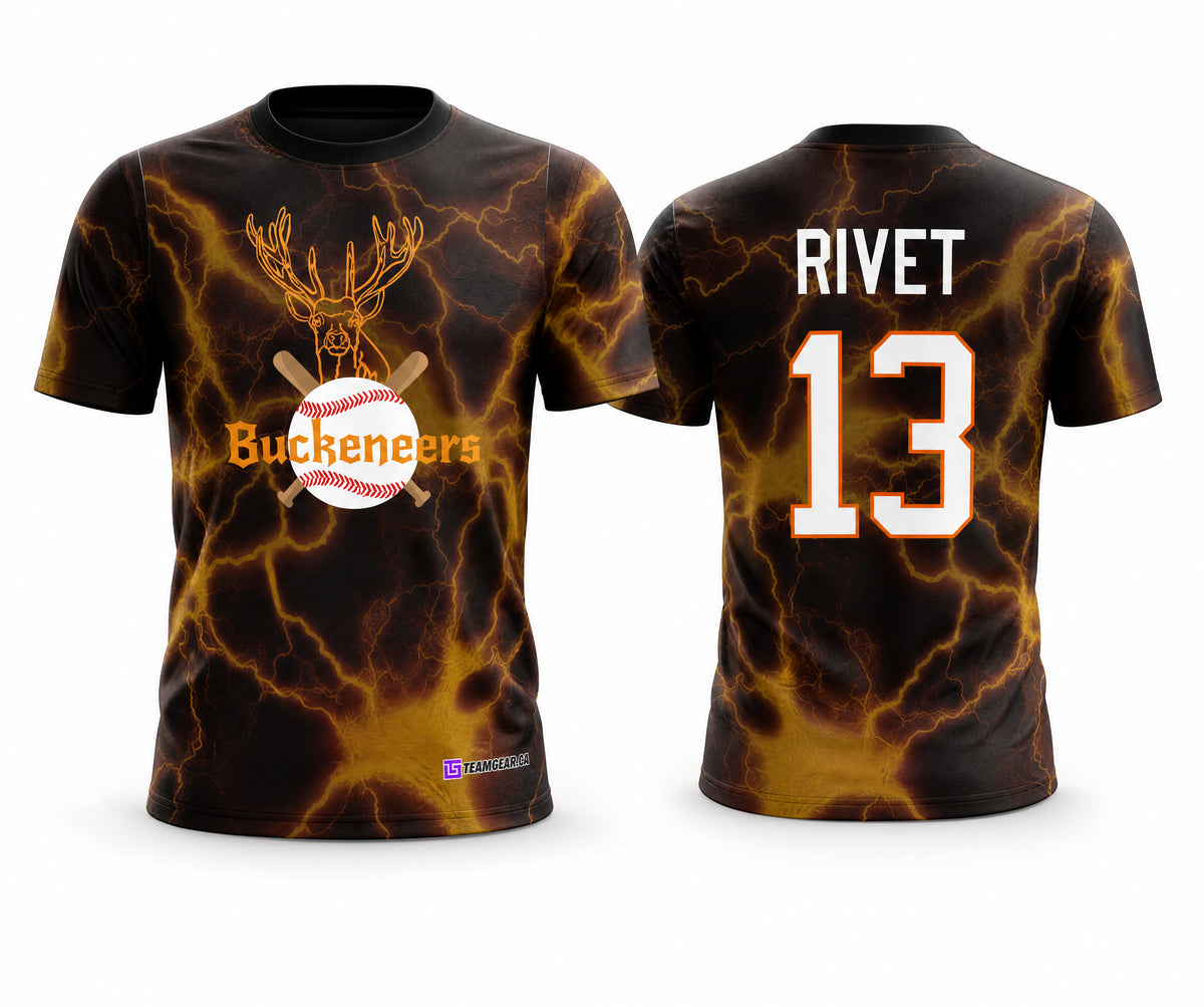 Buckeneers Orange Baseball Jersey - front and back view