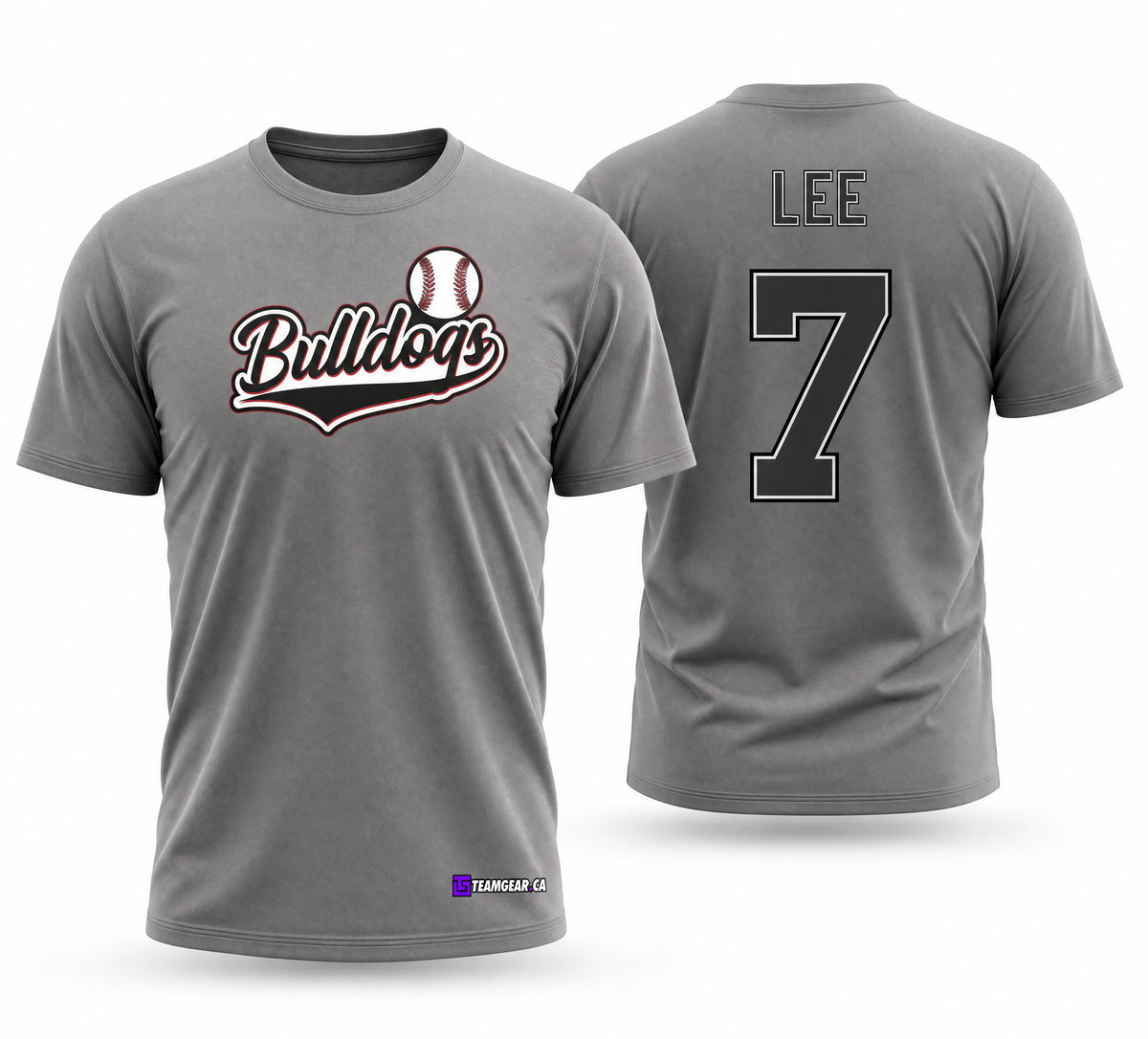Bulldogs Grey Softball Jersey - front and back view