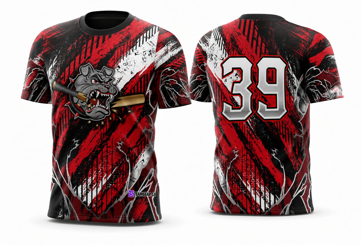 Bulldogs Red Softball Jersey - front and back view