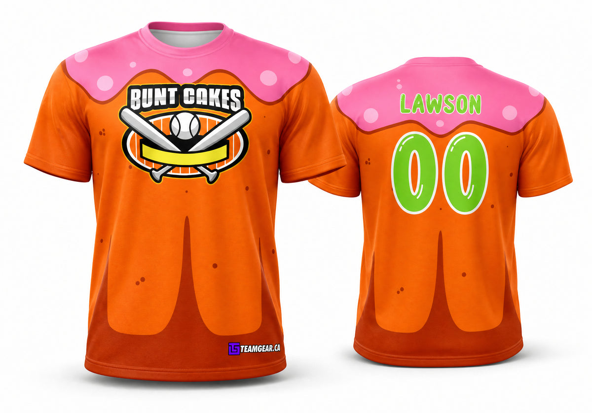 Bunt Cakes Orange Softball Jersey - front and back view