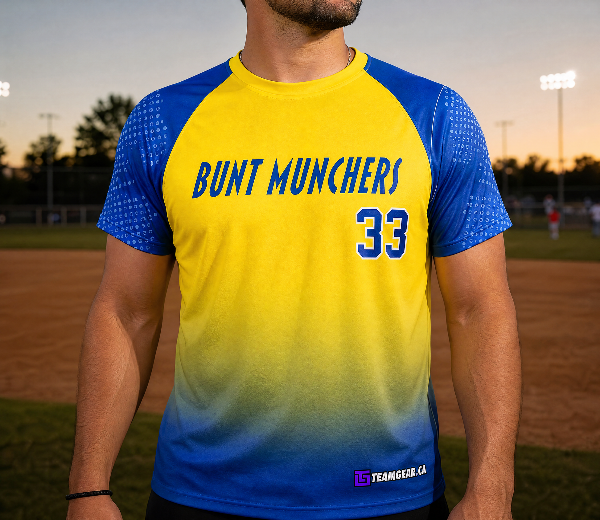 Bunt Munchers Softball Jersey — custom softball jersey worn on model — TeamGear Canada