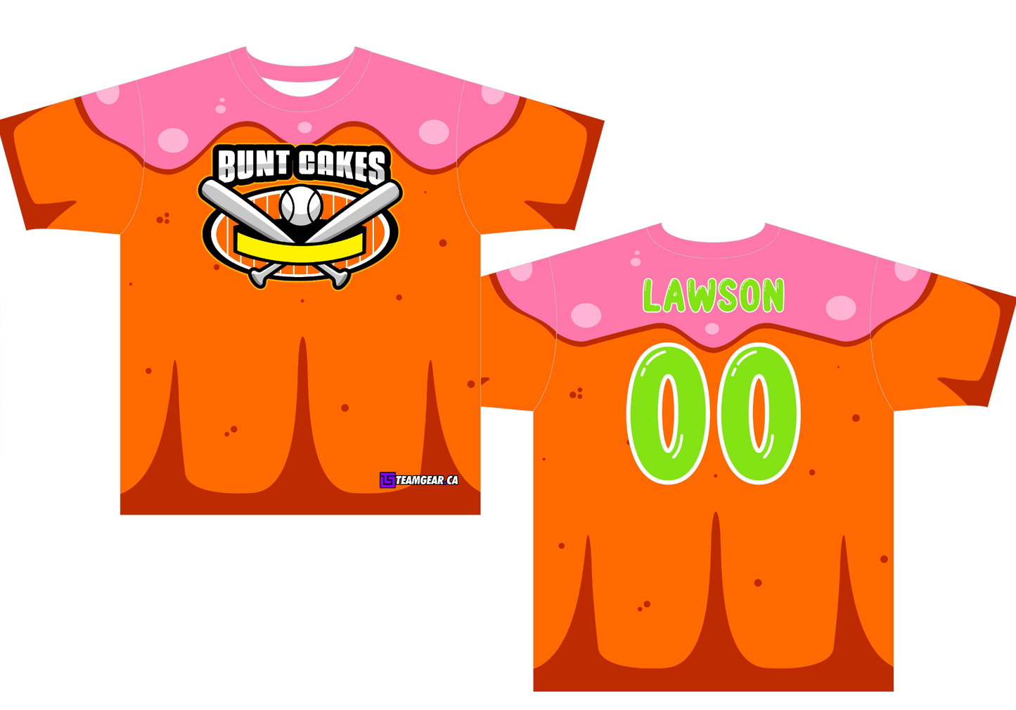 Bunt Cakes Orange Softball Jersey with back name and number