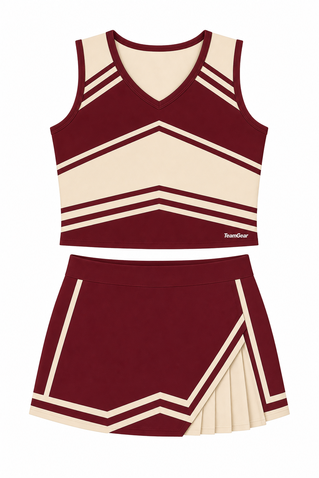 Burgundy and Cream Cheerleading Uniform design