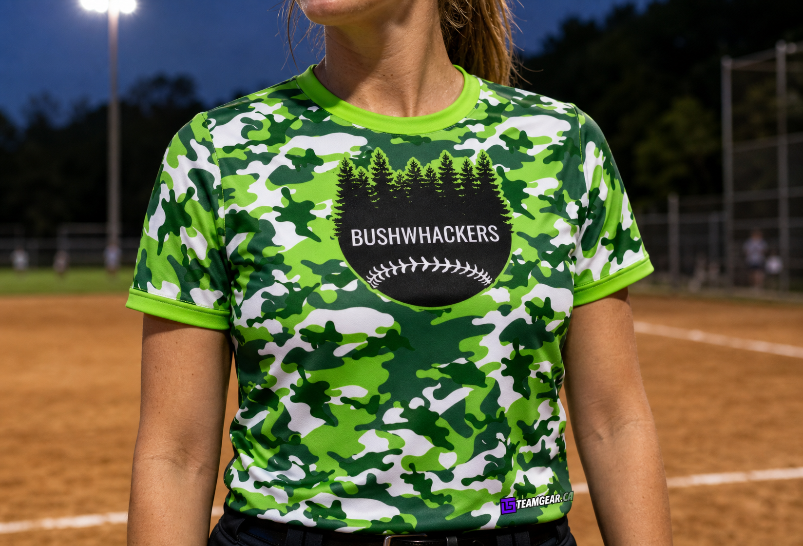 Bushwackers Softball Jersey — custom softball jersey worn on model — TeamGear Canada