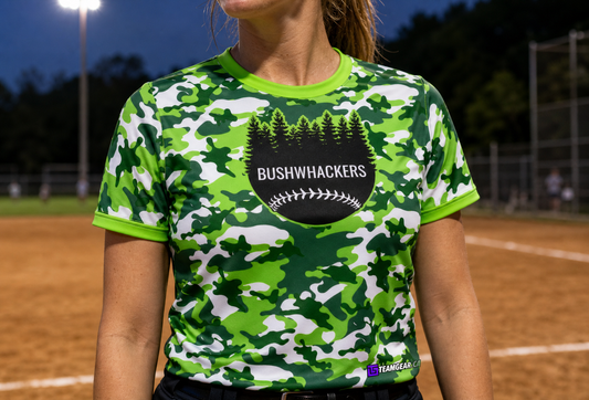 Bushwackers Softball Jersey — custom softball jersey worn on model — TeamGear Canada