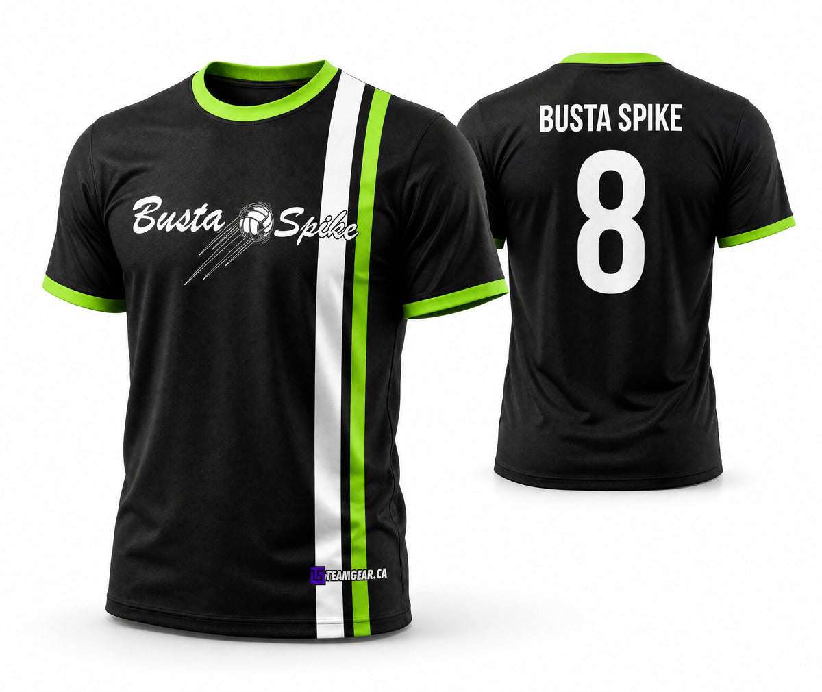 Busta Spike Black Volleyball Jersey - front and back view