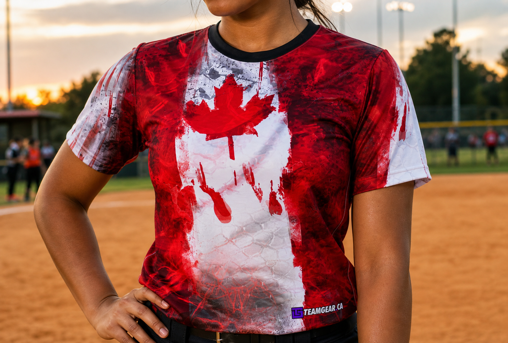 Canada Flag Softball Jersey — custom softball jersey worn on model — TeamGear Canada